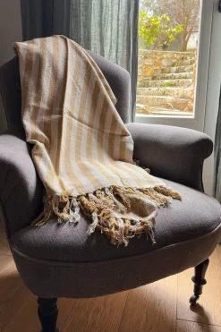 Cristina Oria Otros Textil^Manta Con Diseño De Rayas Mostaza