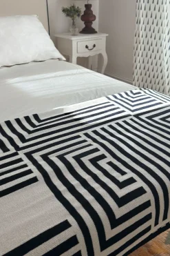 Cristina Oria Otros Textil^Manta De Algodón Blanca Y Negra Reversible