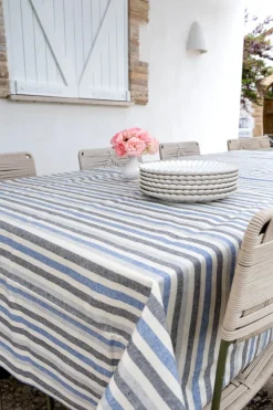 Cristina Oria Manteles Antimanchas|Manteles^Mantel Antimanchas Con Diseño De Rayas Azules