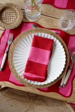 Cristina Oria Manteles Individuales^Mantel Individual Rayas Rosas Y Rojas