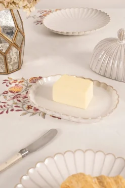 Cristina Oria Accesorios De Mesa^Mantequillera Blanca Flor Co