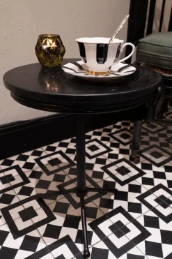 Cristina Oria Piezas Decorativas^Mesa Auxiliar Negra De Mármol Y Hierro Grande