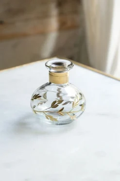 Cristina Oria Jarrones, Floreros Y Maceteros^Mini Florero Redondo De Cristal Con Flores Doradas Pintadas A Mano