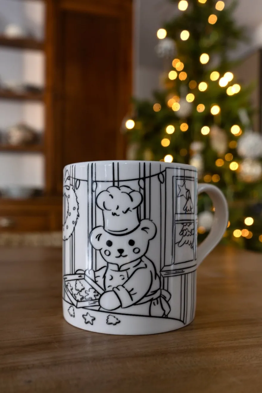 Cristina Oria Tazas Y Teteras|Minichef^Mug Coloreable Con Diseño De Oso Chef Especial Navidad
