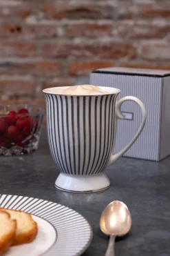 Cristina Oria Tazas Y Teteras^Mug Rayas Blanca Y Gris