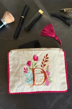 Cristina Oria Joyeros, Carteras Y Fundas|Bolsos, Bolsas Y Neceseres^Neceser Con Inicial D Y Flores Bordadas