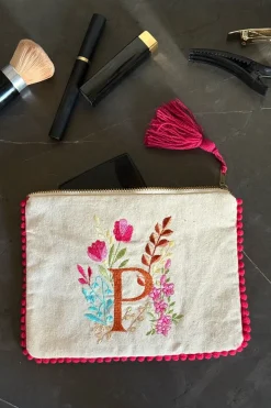 Cristina Oria Joyeros, Carteras Y Fundas|Bolsos, Bolsas Y Neceseres^Neceser Con Inicial P Y Flores Bordadas