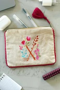 Cristina Oria Joyeros, Carteras Y Fundas|Bolsos, Bolsas Y Neceseres^Neceser Con Inicial X Y Flores Bordadas