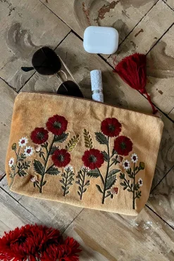 Cristina Oria Bolsos, Bolsas Y Neceseres|Otros Textil^Neceser De Terciopelo Dorado Con Flores Bordadas