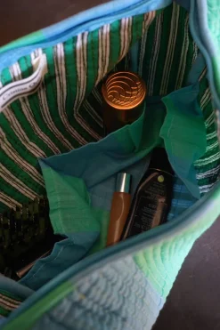 Cristina Oria Bolsos, Bolsas Y Neceseres|Otros Textil^Neceser Rayas Azules Y Verdes Grande