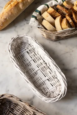 Cristina Oria Cestas Y Bolsas De Pan|Accesorios De Mesa^Panera Ovalada De Mimbre Blanca