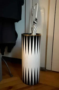 Cristina Oria Paraguas|Piezas Decorativas^Paragüero De Resina Con Diseño Circus Blanco Y Negro