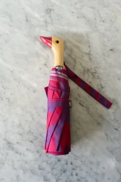 Cristina Oria Paraguas^Paraguas Con Diseño Abstracto Rosa Y Morado Y Mango Con Cabeza De Pato