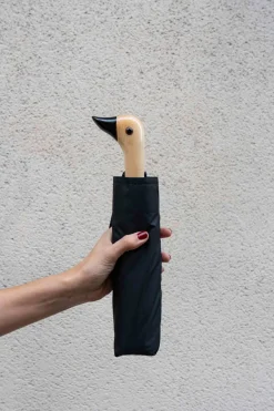 Cristina Oria Paraguas^Paraguas Con Diseño Negro Y Mango Con Cabeza De Pato