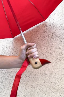 Cristina Oria Paraguas^Paraguas Con Diseño Rojo Y Mango Con Cabeza De Pato
