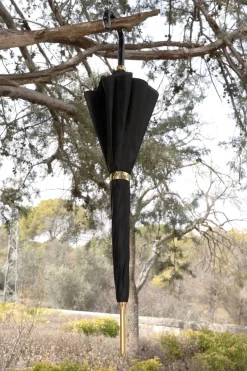 Cristina Oria Paraguas^Paraguas Pasotti Negro Con Interior De Flor Dorada