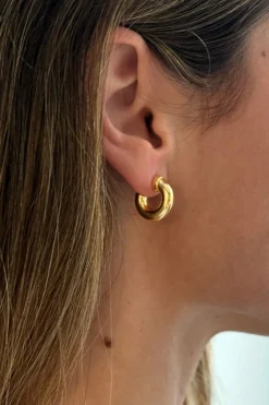 Cristina Oria Joyas Co|Joyas Co^Pendientes Dorados Con Diseño De Aros Pequeños