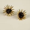 Cristina Oria Joyas Co|Joyas Co^Pendientes Dorados Con Diseño De Girasoles Negros