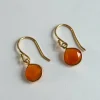 Cristina Oria Joyas Co|Joyas Co^Pendientes Dorados Con Piedras Cornalinas Naranjas
