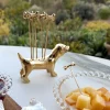 Cristina Oria Cubiertos De Aperitivo|Cubiertos De Postre^Perro Con Set De 6 Tenedores Especiales Aperitivo De Bronce