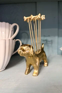 Cristina Oria Cubiertos De Aperitivo|Cubiertos De Postre^Perro Con Set De 6 Tenedores Especiales Aperitivo De Bronce