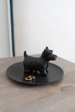 Cristina Oria Joyeros, Carteras Y Fundas|Piezas Decorativas^Platito Negro Con Diseño De Terrier