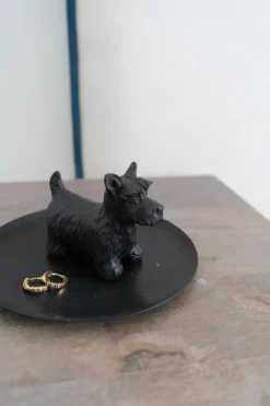 Cristina Oria Joyeros, Carteras Y Fundas|Piezas Decorativas^Platito Negro Con Diseño De Terrier