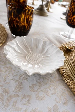 Cristina Oria Platos Y Bajoplatos^Plato De Pan Con Diseño De Flor Blanca CO