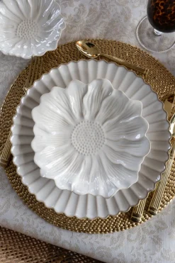 Cristina Oria Platos Y Bajoplatos^Plato De Postre Con Diseño De Flor Blanca CO