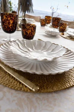 Cristina Oria Platos Y Bajoplatos^Plato De Postre Con Diseño De Flor Blanca CO