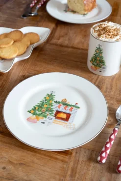 Cristina Oria Platos Y Bajoplatos^Plato De Postre Con Diseño De Árbol De Navidad Co