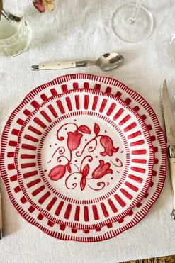Cristina Oria Platos Y Bajoplatos^Plato De Postre Con Diseño Rojo Y Blanco