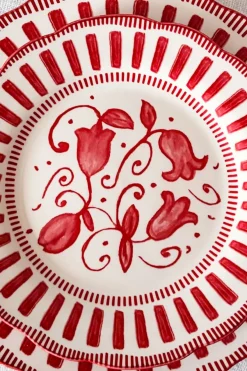 Cristina Oria Platos Y Bajoplatos^Plato De Postre Con Diseño Rojo Y Blanco
