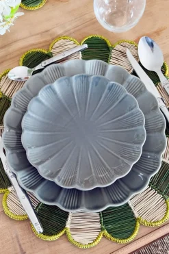 Cristina Oria Platos Y Bajoplatos^Plato De Postre De Cerámica Flor Gris