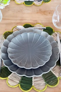 Cristina Oria Platos Y Bajoplatos^Plato De Postre De Cerámica Flor Gris