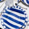 Cristina Oria Platos Y Bajoplatos^Plato De Postre De Cerámica Con Diseño De Rayas Azules