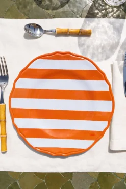 Cristina Oria Platos Y Bajoplatos^Plato De Postre De Melamina Rayas Naranjas