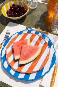 Cristina Oria Platos Y Bajoplatos^Plato De Postre De Melamina Rayas Naranjas