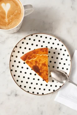 Cristina Oria Platos Y Bajoplatos^Plato De Postre Negro Y Blanco Con Diseño De Puntos