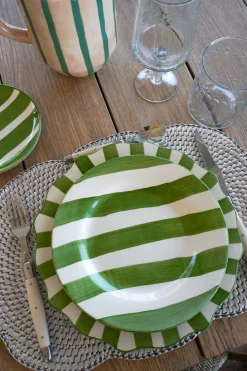 Cristina Oria Platos Y Bajoplatos^Plato De Postre Rayas Verdes