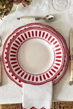 Cristina Oria Platos Y Bajoplatos^Plato Hondo Con Diseño Rojo Y Blanco