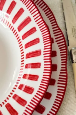 Cristina Oria Platos Y Bajoplatos^Plato Hondo Con Diseño Rojo Y Blanco