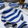 Cristina Oria Platos Y Bajoplatos^Plato Hondo De Cerámica Con Diseño De Pez De Rayas Azules