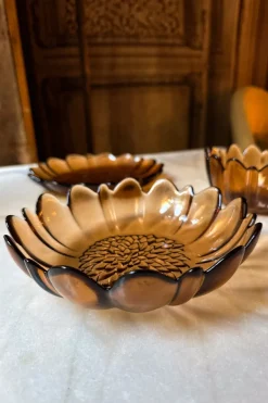 Cristina Oria Platos Y Bajoplatos^Plato Hondo De Cristal Con Diseño De Flor Irregular Ámbar