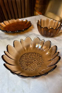 Cristina Oria Platos Y Bajoplatos^Plato Hondo De Cristal Con Diseño De Flor Irregular Ámbar