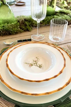 Cristina Oria Platos Y Bajoplatos^Plato Hondo Diseño Bambú & Flor Almendro