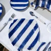 Cristina Oria Platos Y Bajoplatos^Plato Llano De Cerámica Con Diseño De Pez De Rayas Azules