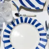 Cristina Oria Platos Y Bajoplatos^Plato Llano De Cerámica Con Diseño De Rayas Azules