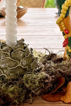 Cristina Oria Candelabros Y Portavelas^Portavelas Artesanal Con Diseño De Alcachofa Verde 8,5 Cm