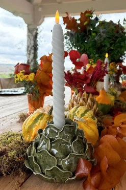 Cristina Oria Candelabros Y Portavelas^Portavelas Artesanal Con Diseño De Alcachofa Verde 9,5 Cm